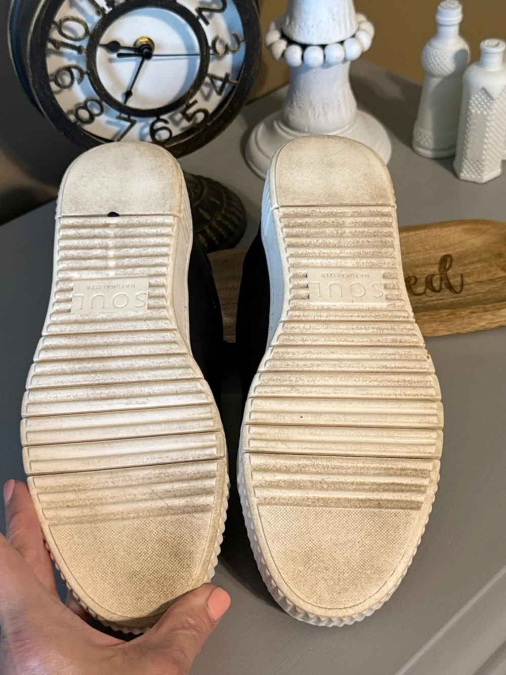 SOUL Naturalizer Black Leather Sneakers with White Sole - Picture 2 of 7